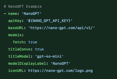 Setting up LibreChat with NanoGPT's API