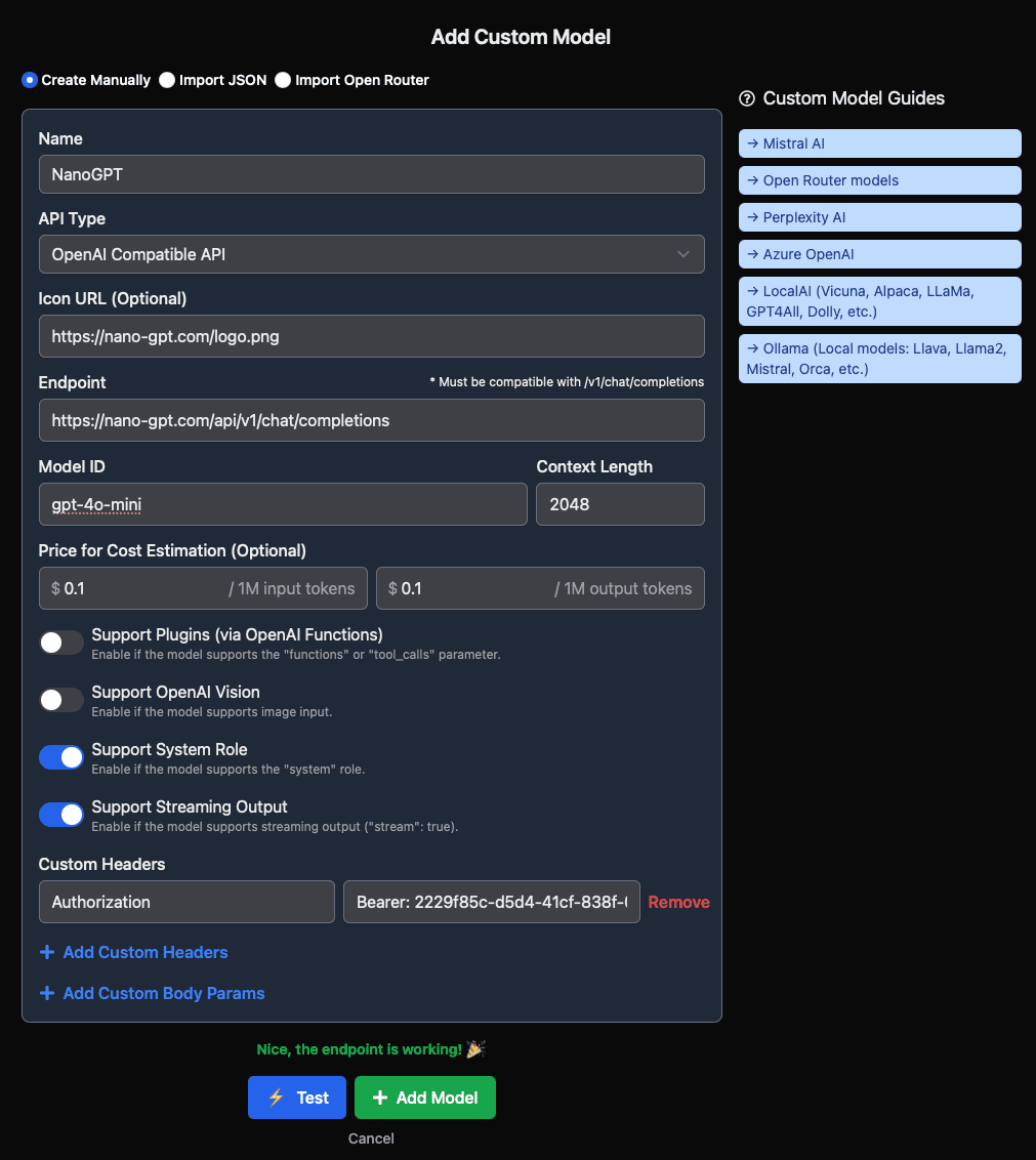 Using TypingMind through NanoGPT to access more models