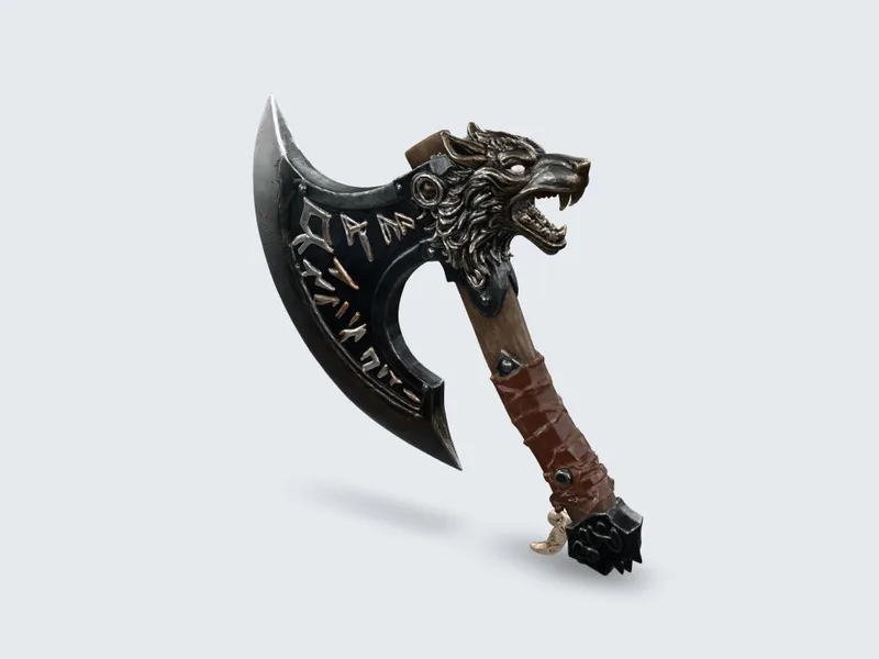 Runic wolf axe