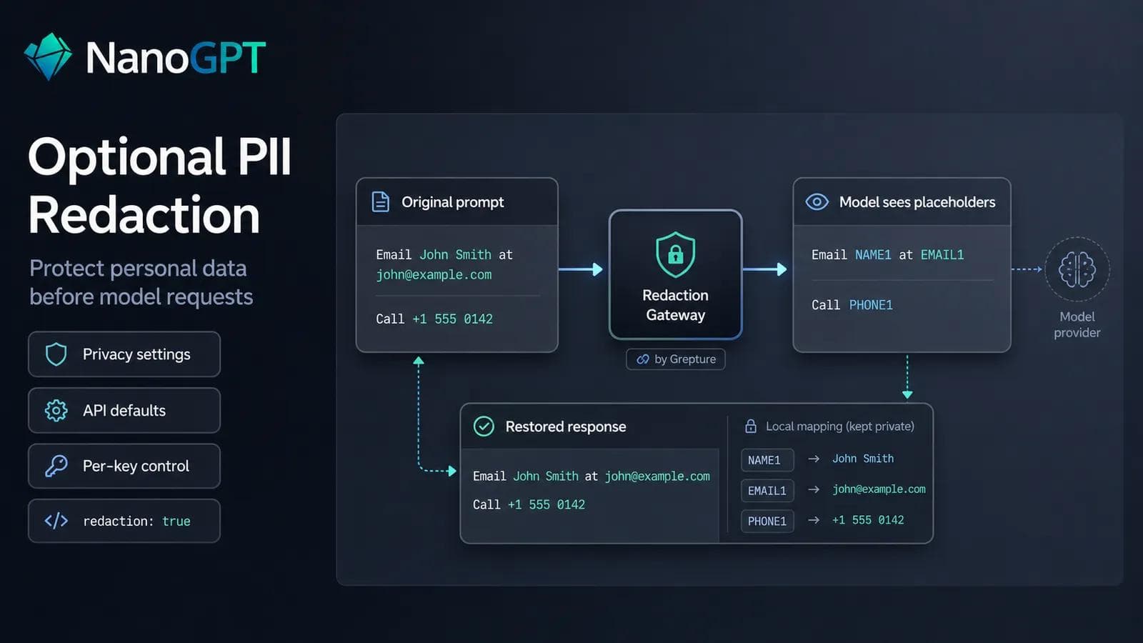 NanoGPT redaction flow