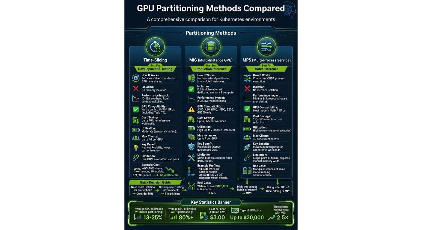 GPU Partitioning Methods Comparison: Time-Slicing vs MIG vs MPS