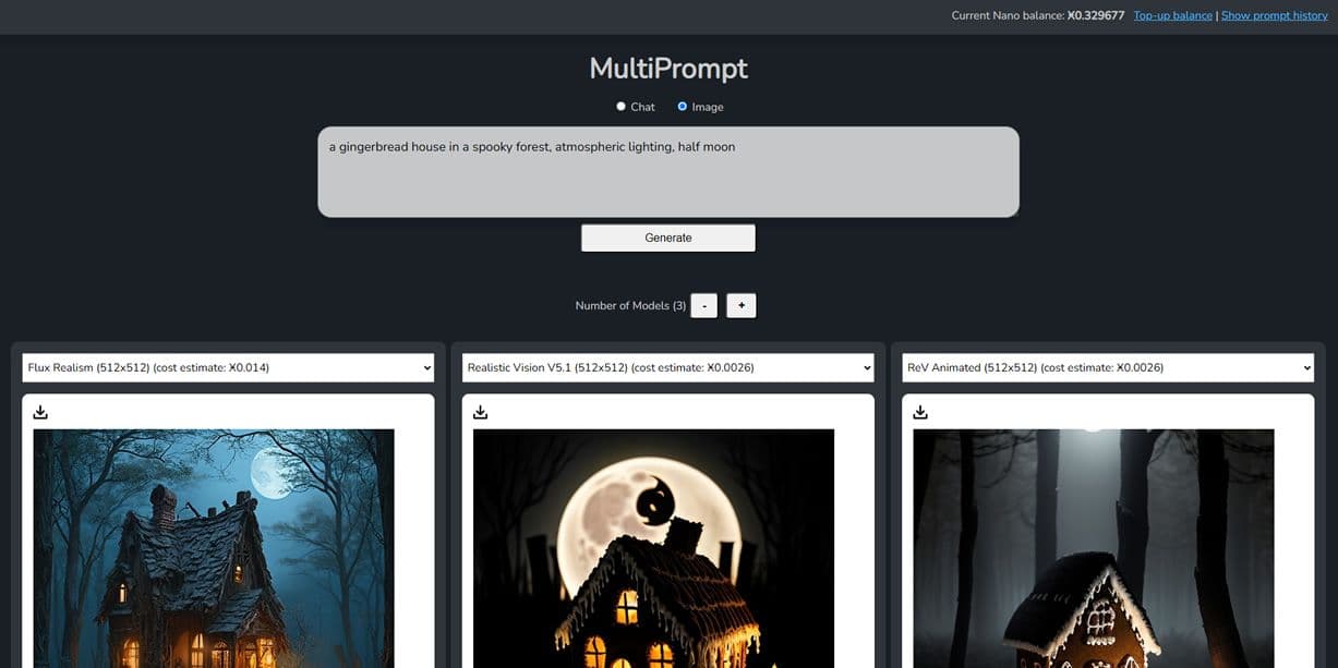 MultiPrompt Image Models Screenshot
