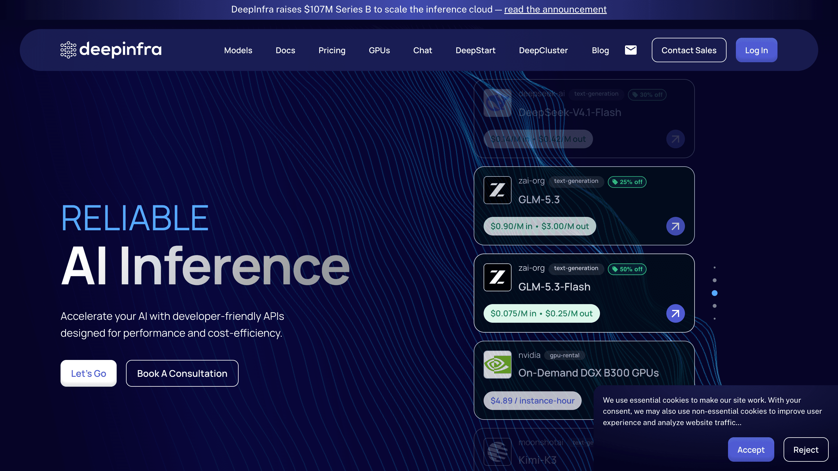 Deepinfra - developer-friendly APIs designed for performance and cost-efficiency
