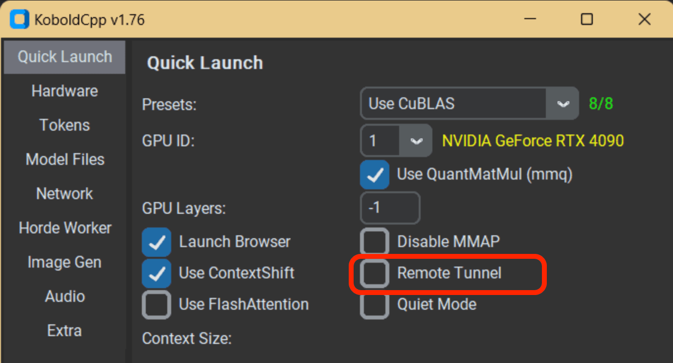 Kobold remote tunnel options