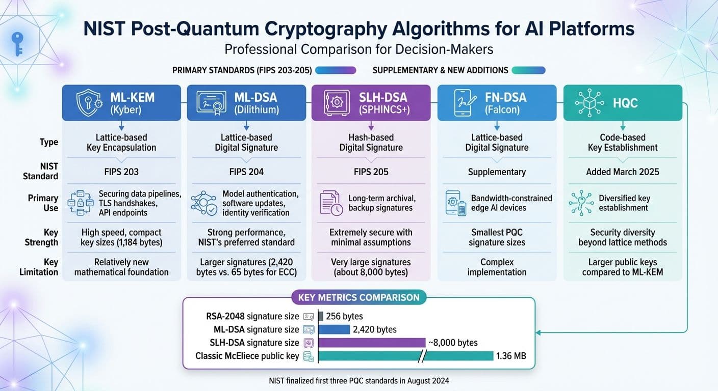 NIST Post-Quantum Cryptography Algorithms Comparison for AI Platforms