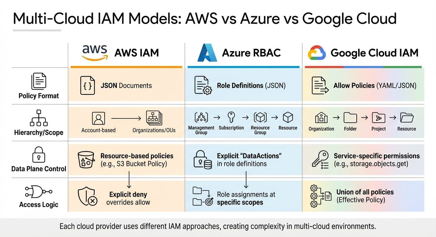 AWS vs Azure vs Google Cloud IAM and RBAC Comparison