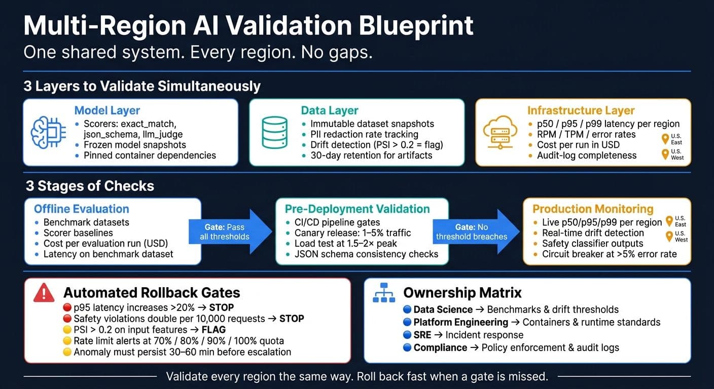 Multi-Region AI Validation: 3 Layers, 3 Stages & Key Gates
