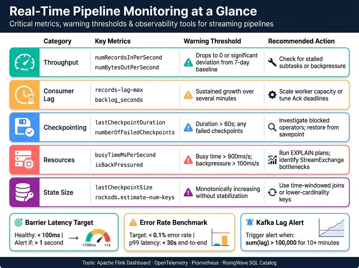 Real-Time Pipeline Failure Modes: Symptoms, Metrics & Fixes