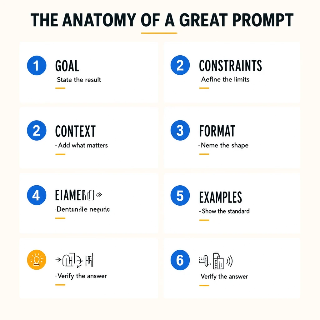 Educational prompt infographic with duplicated numbers and garbled lower captions generated by Qwen Image 3