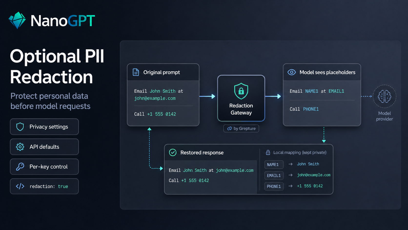 NanoGPT redaction flow