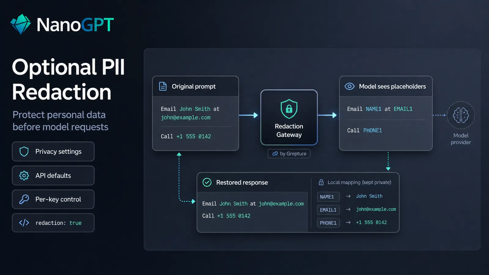 NanoGPT redaction flow